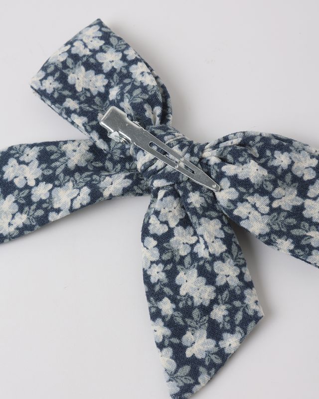 Navy Floral Bow
