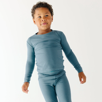 Midnight Teal Small Ribbed Pajama Set