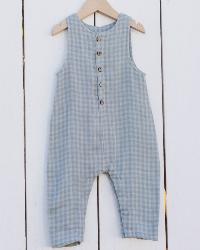 Green Gingham Button Jumpsuit