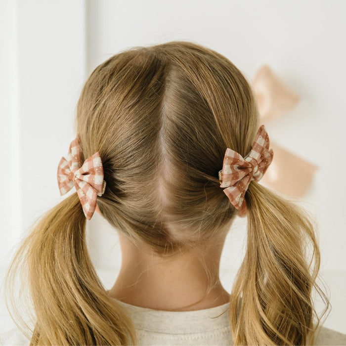 Gingham Tulle Bow Clips