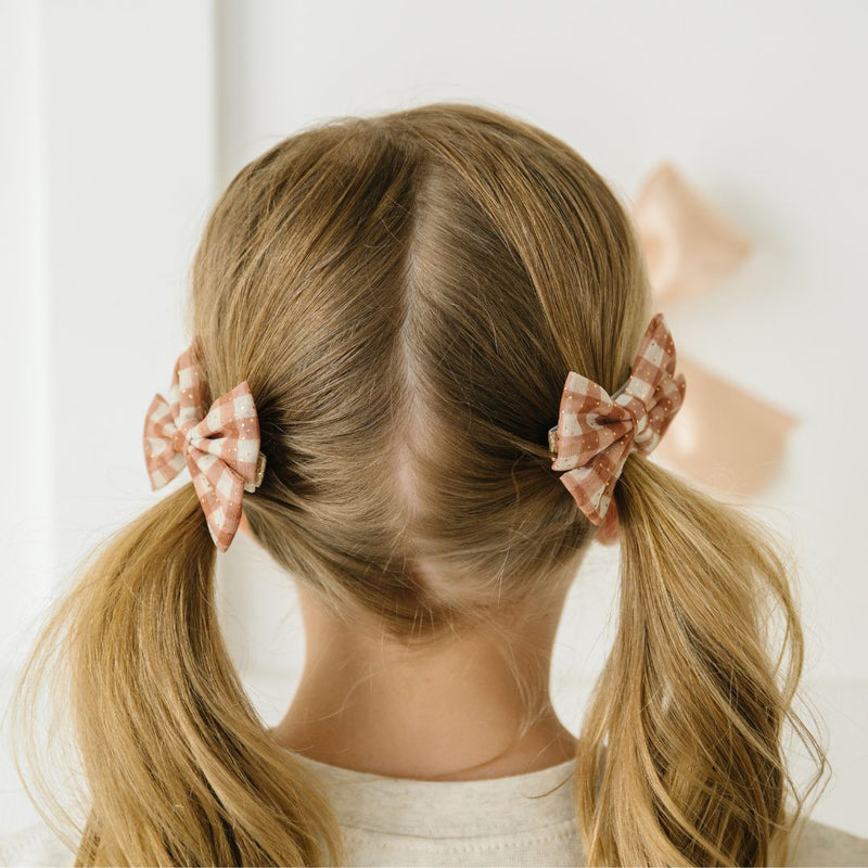 Gingham Tulle Bow Clips