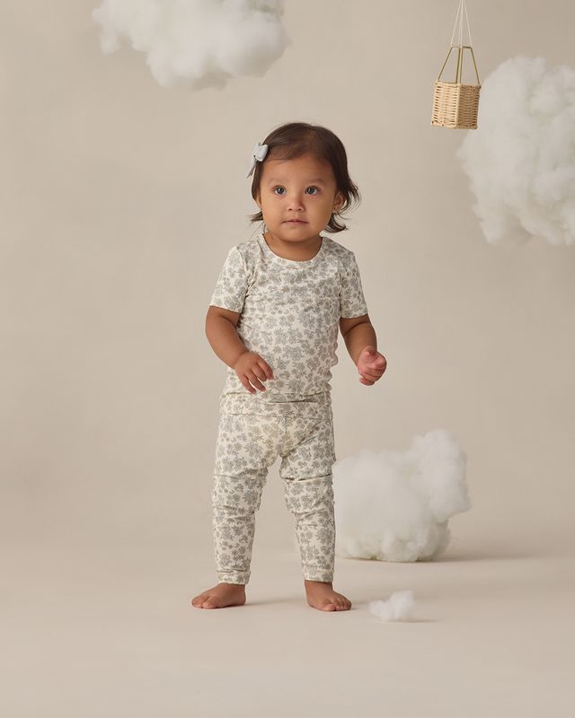 Blue Floral Bamboo Pajama Set