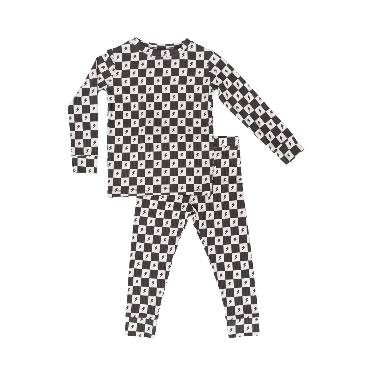 Checkered Lightning Bolt Small Ribbed Pajama Set