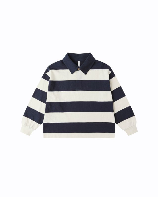 Navy Stripe Rugby Polo