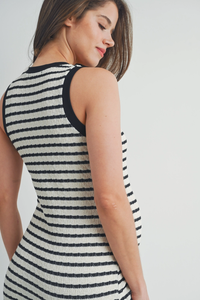 Black Striped Knit Dress