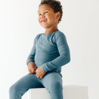 Midnight Teal Small Ribbed Pajama Set