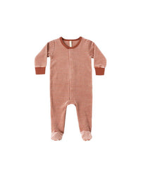 Candy Stripe Velour Snap Footie