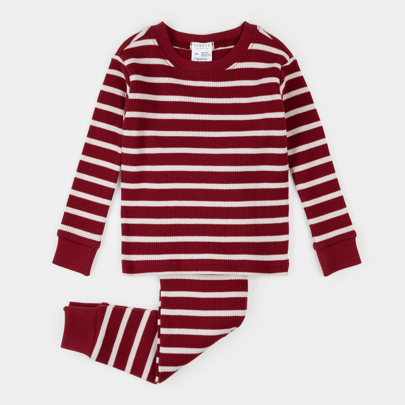 Scarlet Striped Thermal Pajama Set