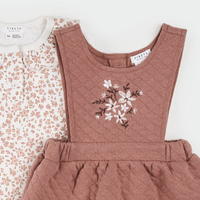 Floral Terracotta Quilted Overall Dress