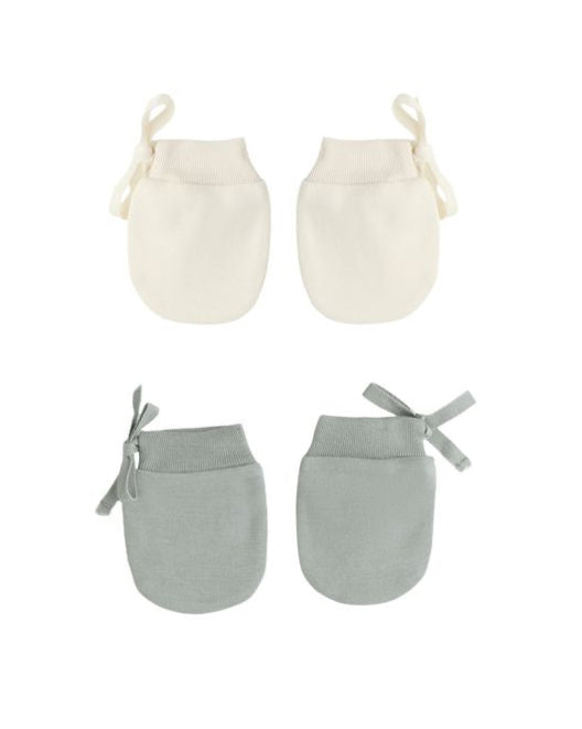 Steel Blue + Natural No Scratch Mittens 2pk