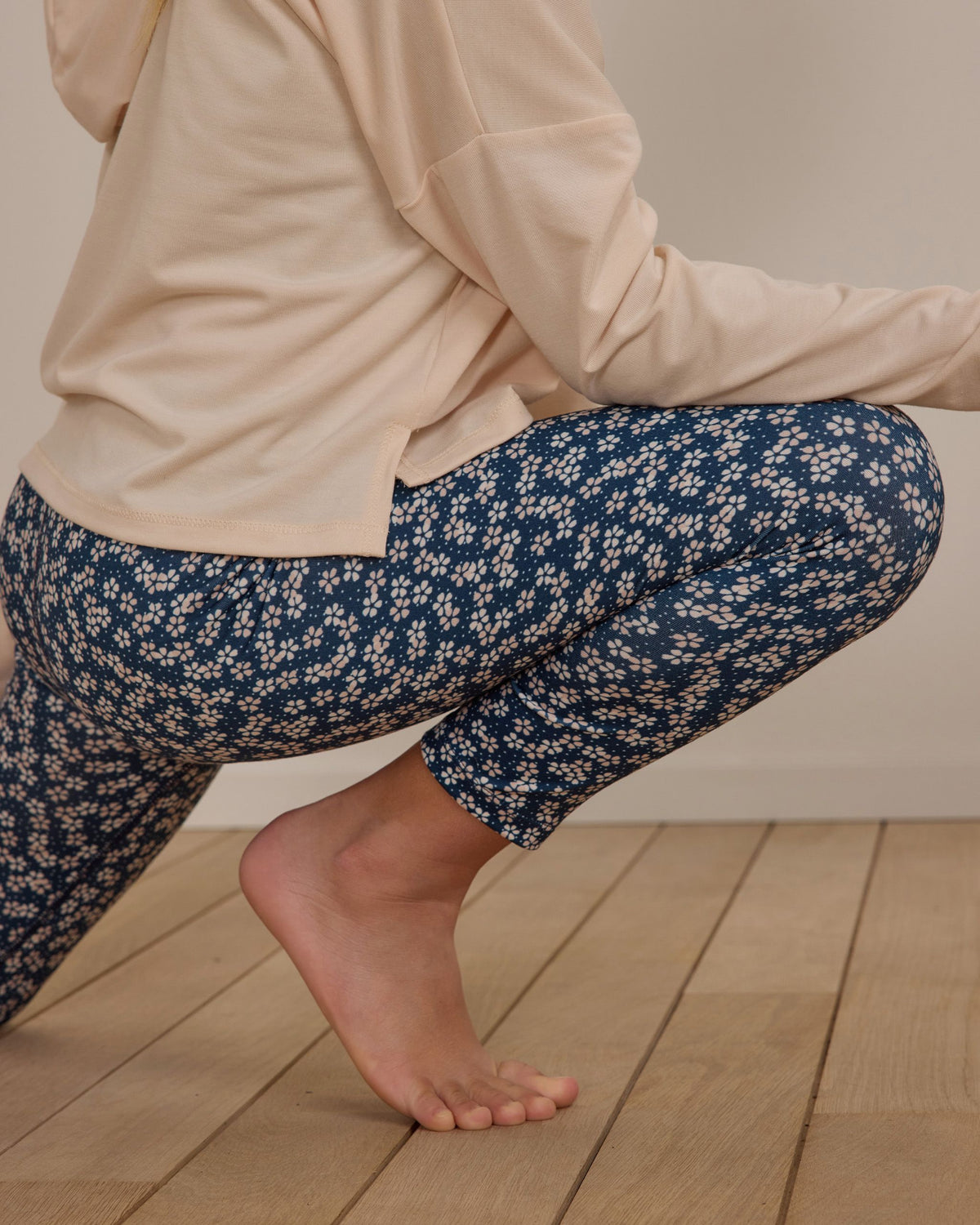 Blue Floral Basic Legging