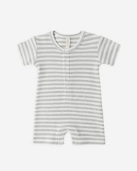 Striped baby romper on a white background