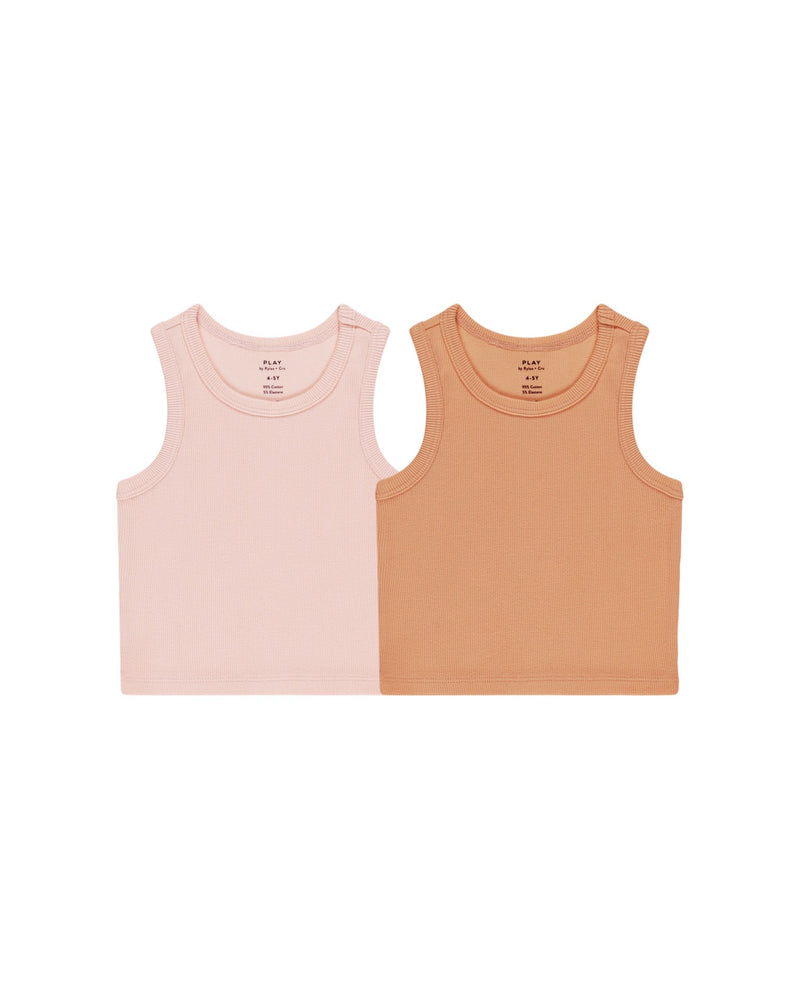 Pink + Grapefruit Ribbed Tank Set