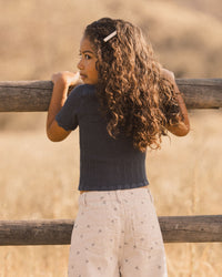 Indigo Pointelle Scallop Tee