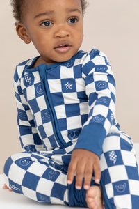 Blue Check It Out Bamboo Pajama Sleeper