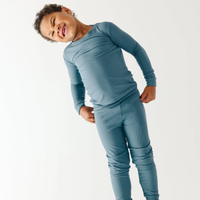 Midnight Teal Small Ribbed Pajama Set