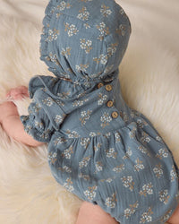 Blue Floral Collared Romper