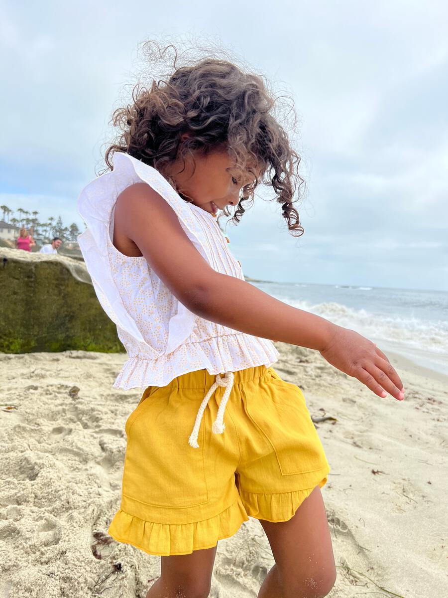 Gold Brynlee Ruffle Shorts