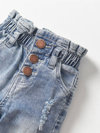 Light Wash Paperbag Waist Denim