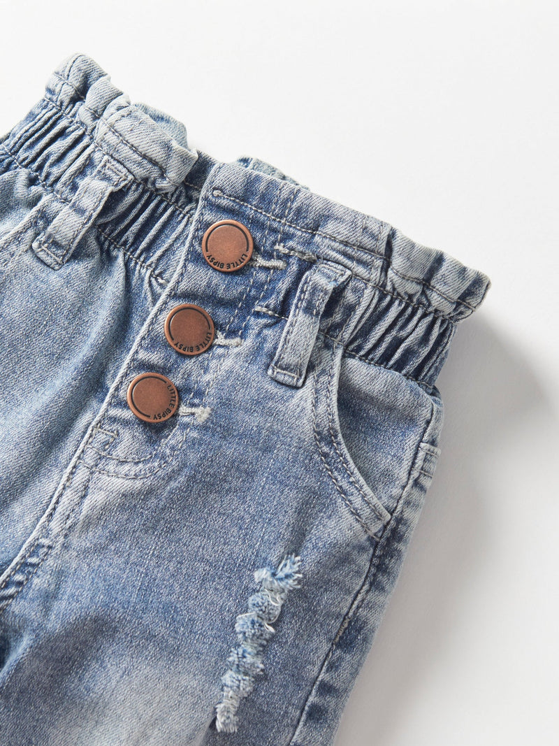 Light Wash Paperbag Waist Denim