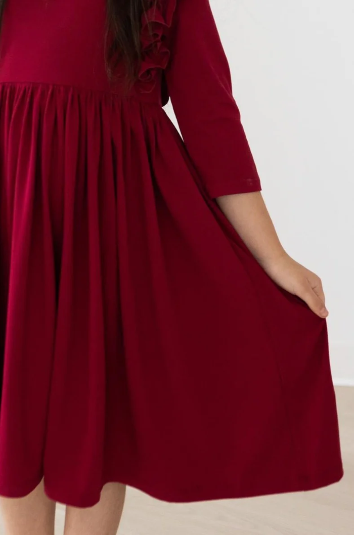 Burgundy Ruffle Twirl Dress