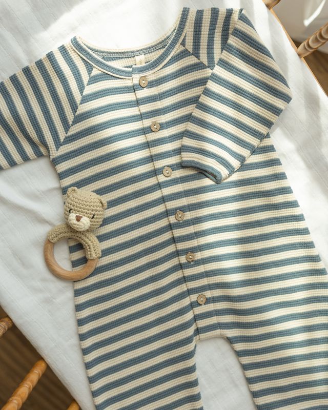 Ocean Stripe Waffle Jumpsuit