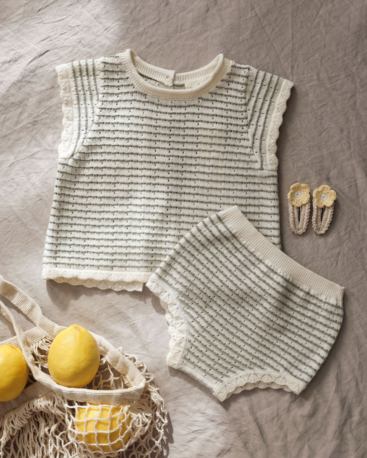 Sage Stripe Knit Baby Set