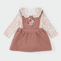 Floral Terracotta Quilted Overall Dress
