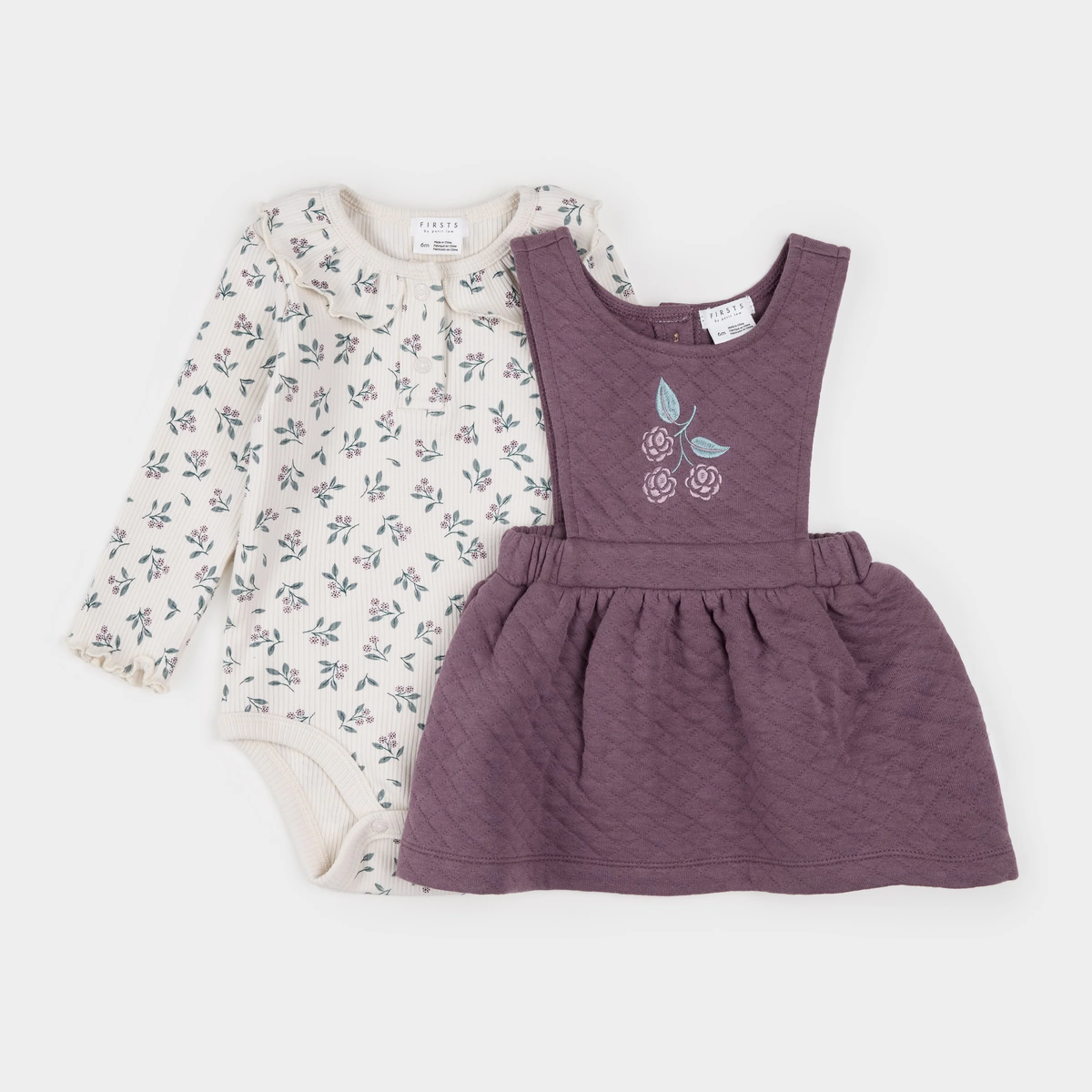 Floral Eggplant Quilted Overall Dress