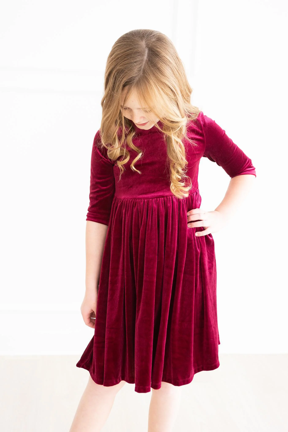 Cranberry Velvet Twirl Dress