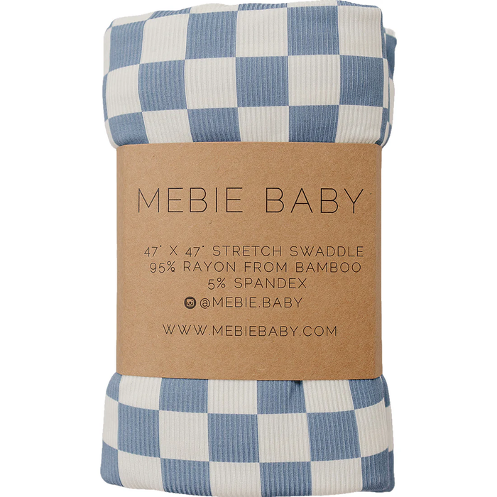 Blue Checkered Bamboo Swaddle