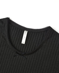 Black Ribbed Long Sleeve Tee