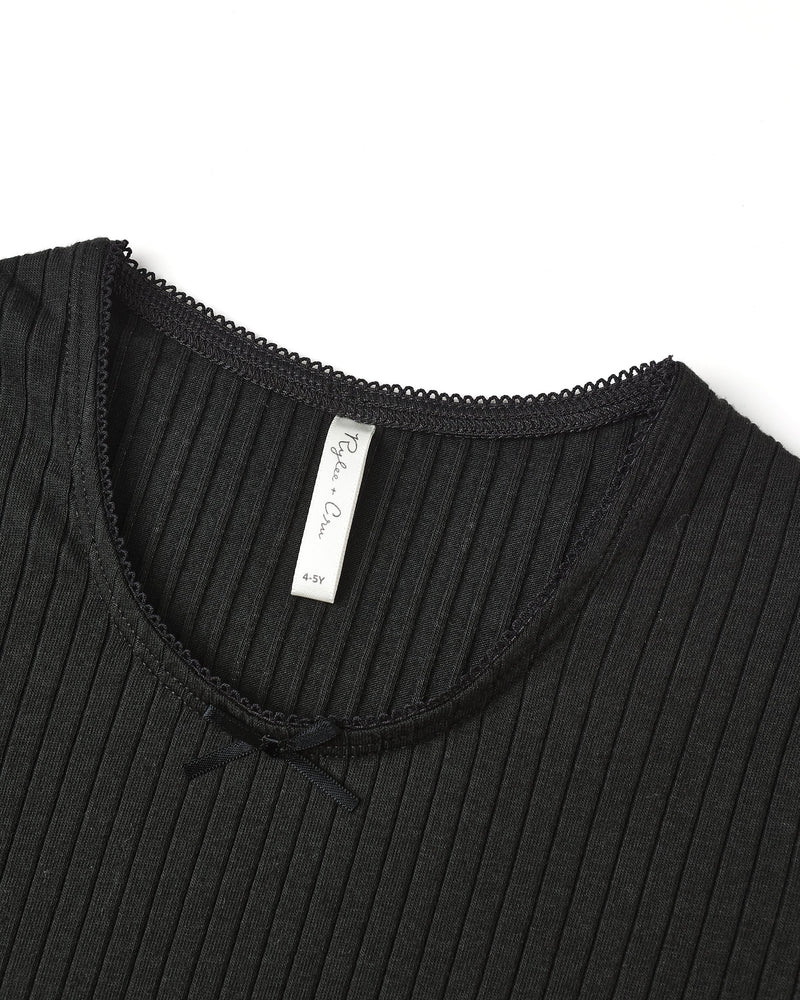 Black Ribbed Long Sleeve Tee