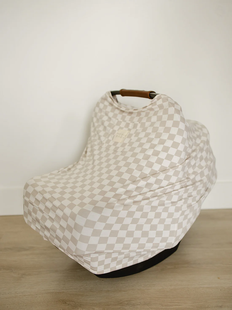 Taupe Checkered Bamboo Multi-Use Cover