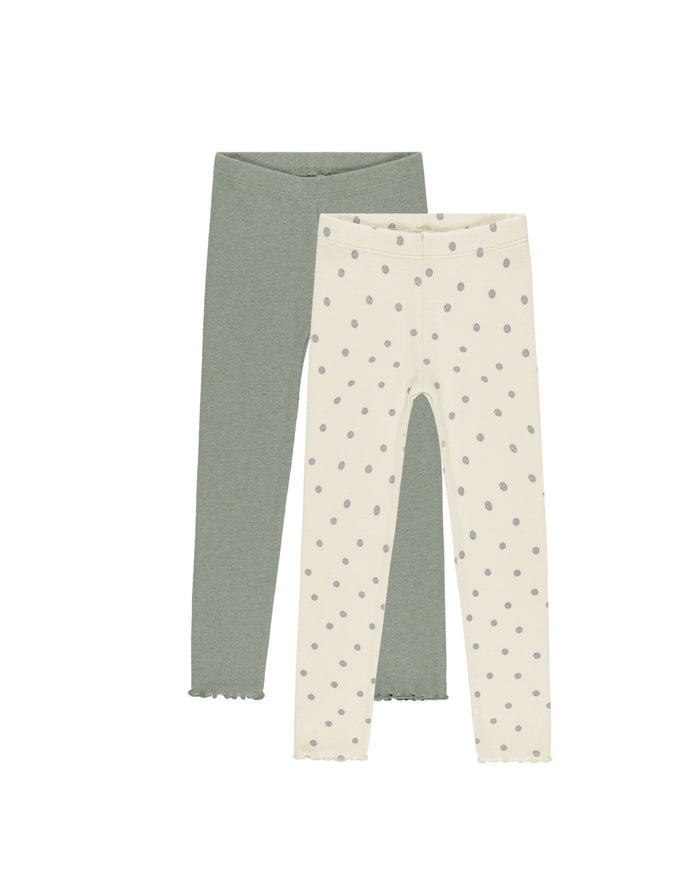 Polk Dot + Eucalyptus Ribbed Legging Set