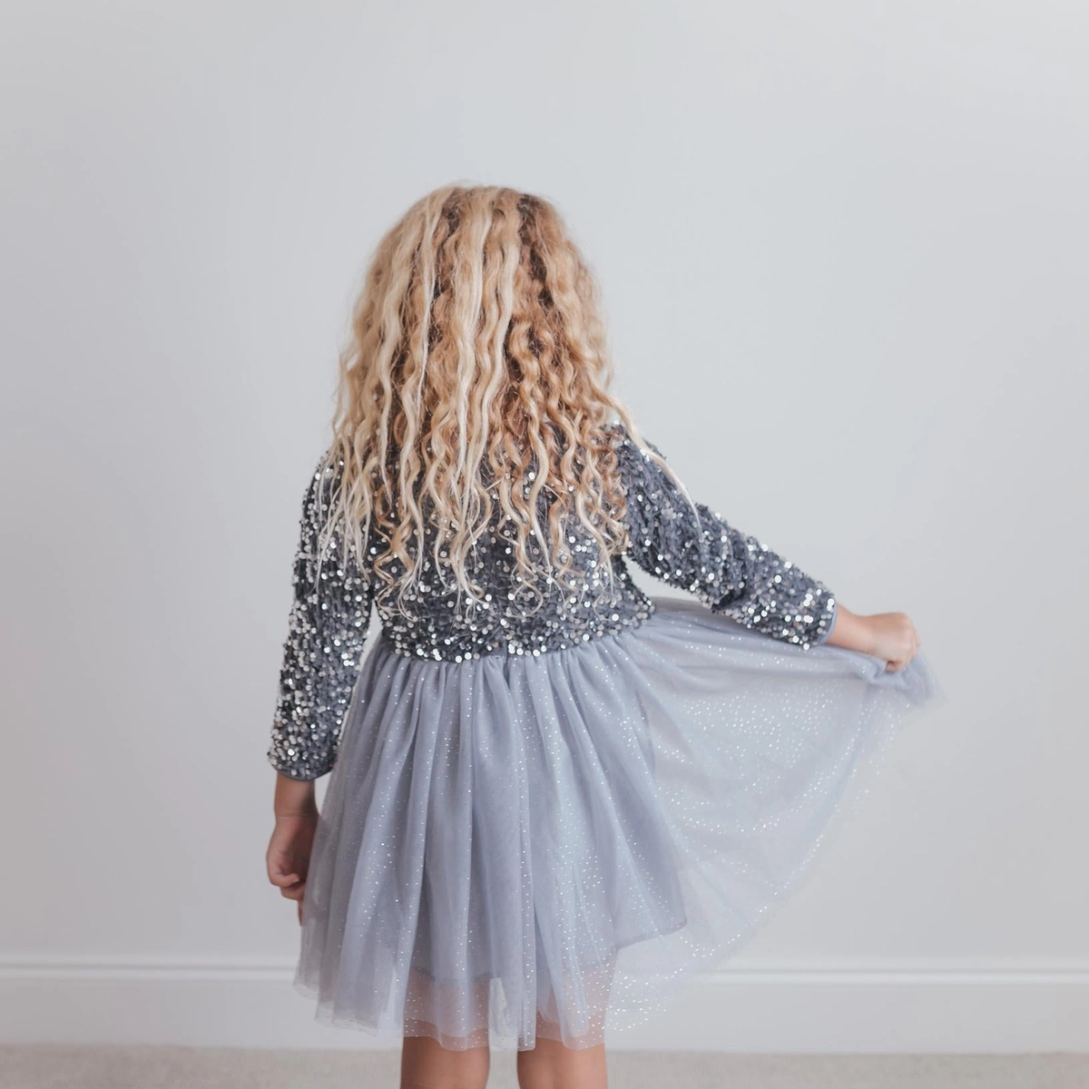 Silver Sequin Tulle Dress