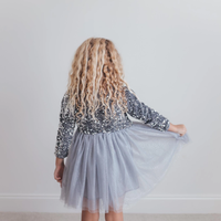 Silver Sequin Tulle Dress