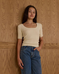 Tween Natural Scallop Tee