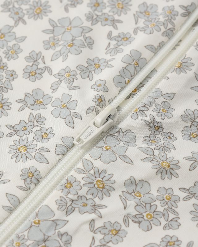 Blue Floral Bamboo Zip Footie