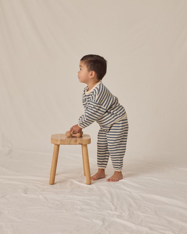 Ocean Stripe Waffle Slouch Set