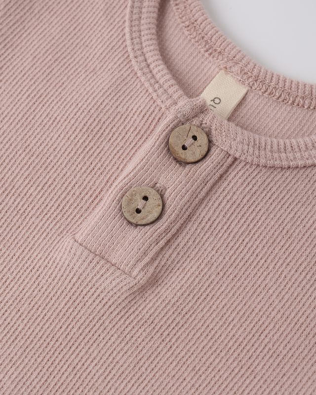 Blush Ribbed Henley Bodysuit