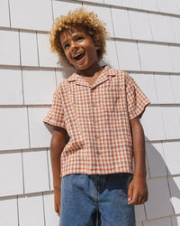 Poppy Gingham Lapel Collar Shirt