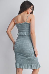 Sage Smocked Tank Ruffle Dress