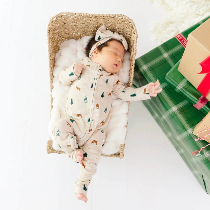 Reindeer Forest Bamboo Zip Romper