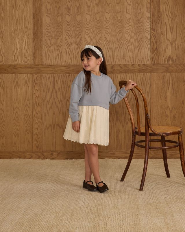 Dusty Blue Sweatshirt Dress