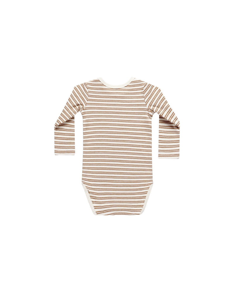 Golden Stripe Ribbed Long Sleeve Bodysuit