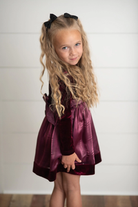 Plum Velvet Bow Dress