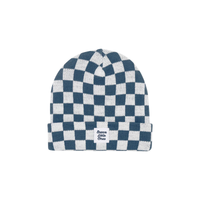 Dark Steel Blue Checkered Beanie