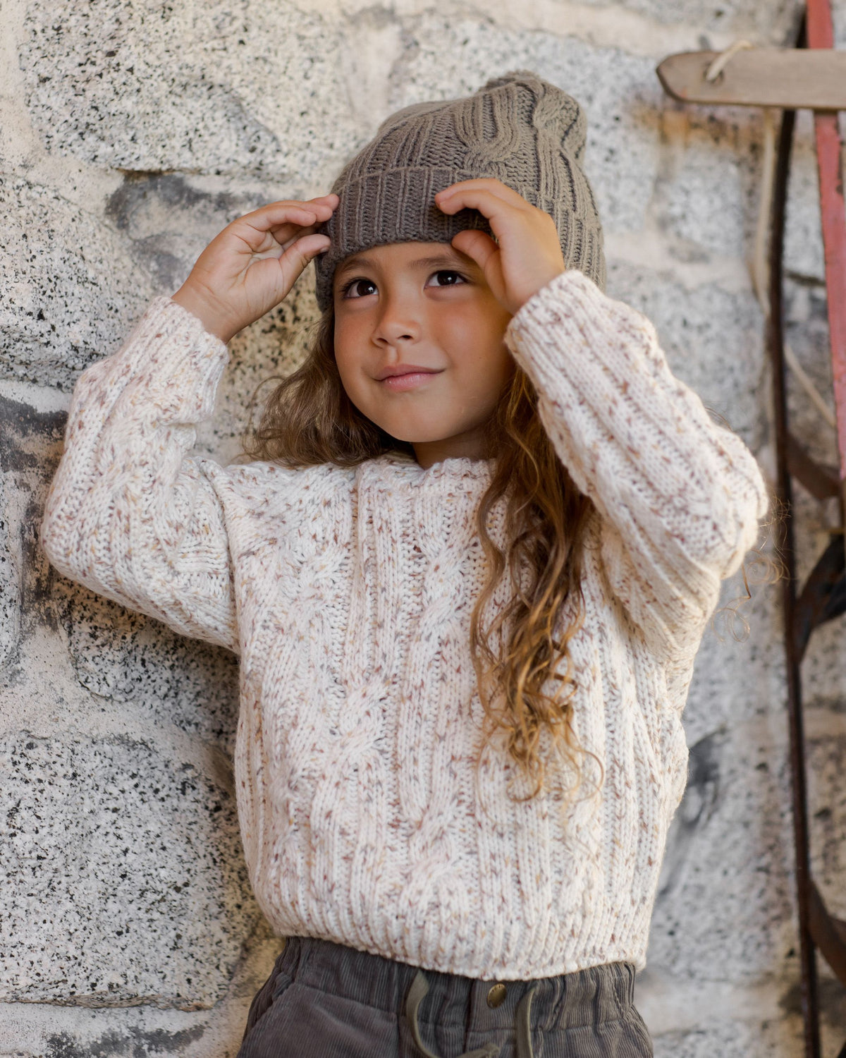 Speckled Cable Knit Sweater