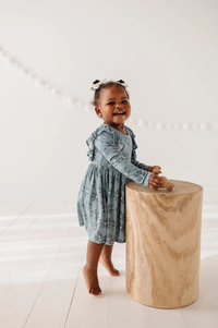 Blue Daisy Bamboo Ruffle Dress